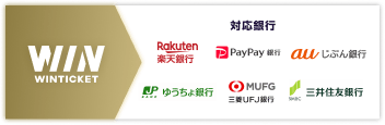 対応銀行 楽天銀行、PayPay銀行、auじぶん銀行、ゆうちょ銀行、三菱UFJ銀行、三井住友銀行